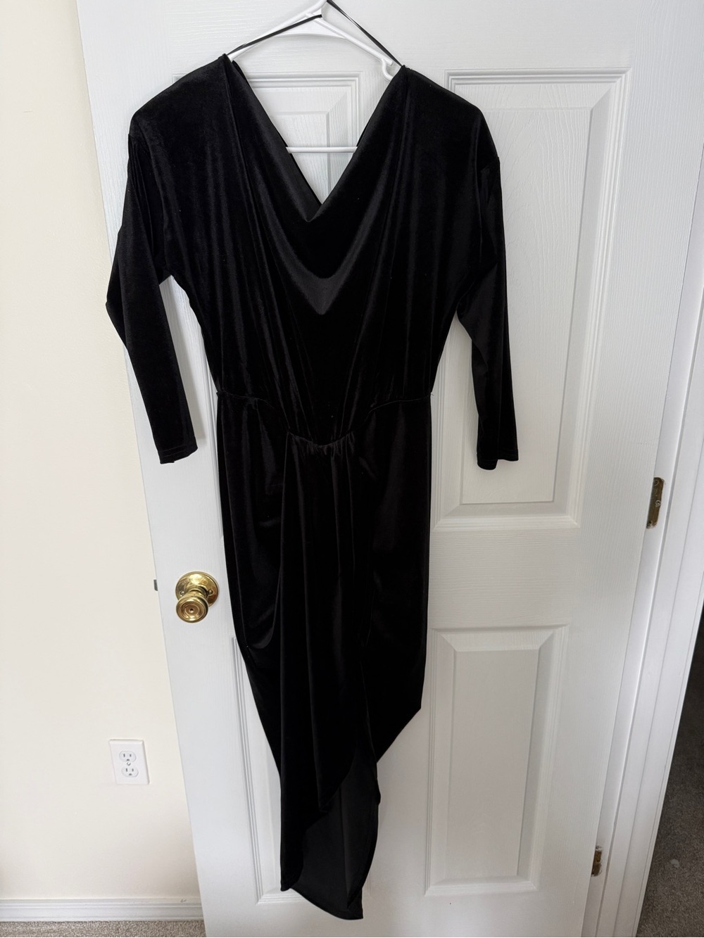 Baltic Born Suri Black Velvet Draped Midi Dress